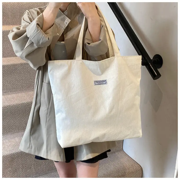 Women's Corduroy Tote Bag Brown Large Capacity 2023 — feature 20
