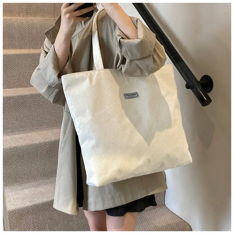 Women's Corduroy Tote Bag Brown Large Capacity 2023 — feature 24