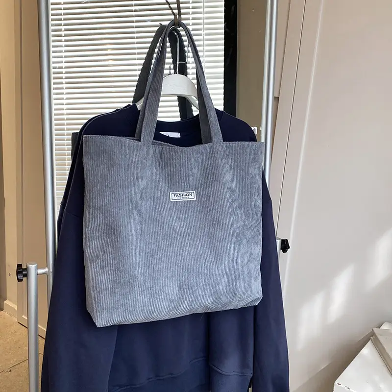 Women's Corduroy Tote Bag Brown Large Capacity 2023 - Image 2