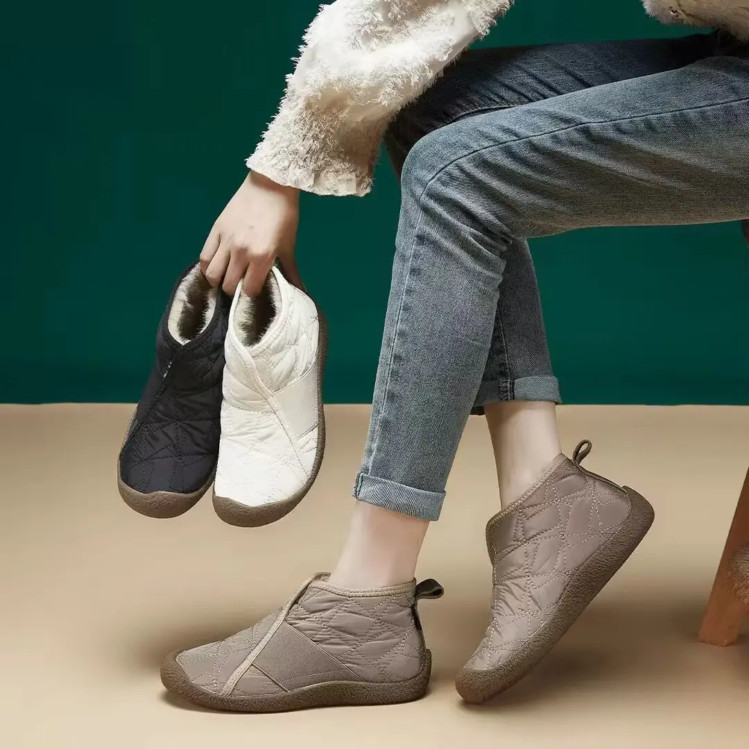 Winter New Fashion Women's Cotton Shoes Waterproof Non-Slip Plus Size Casual Cotton Boots Fleece-Lined Thickeneded Warm Snow Boots — feature 1