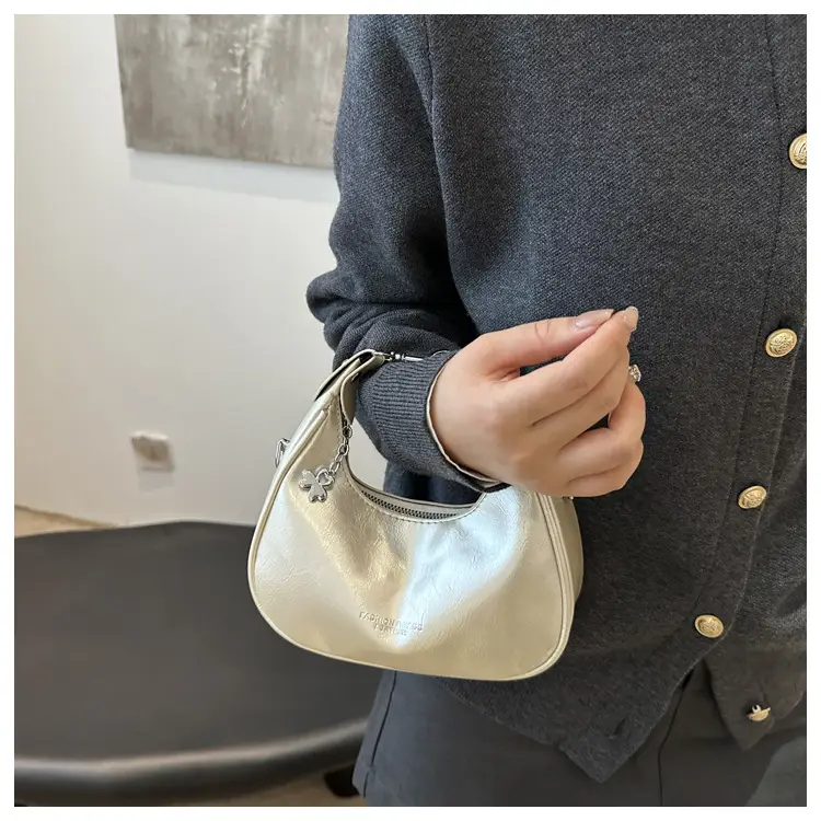 Women's Crescent Shoulder Bag Silver 2024 — feature 15