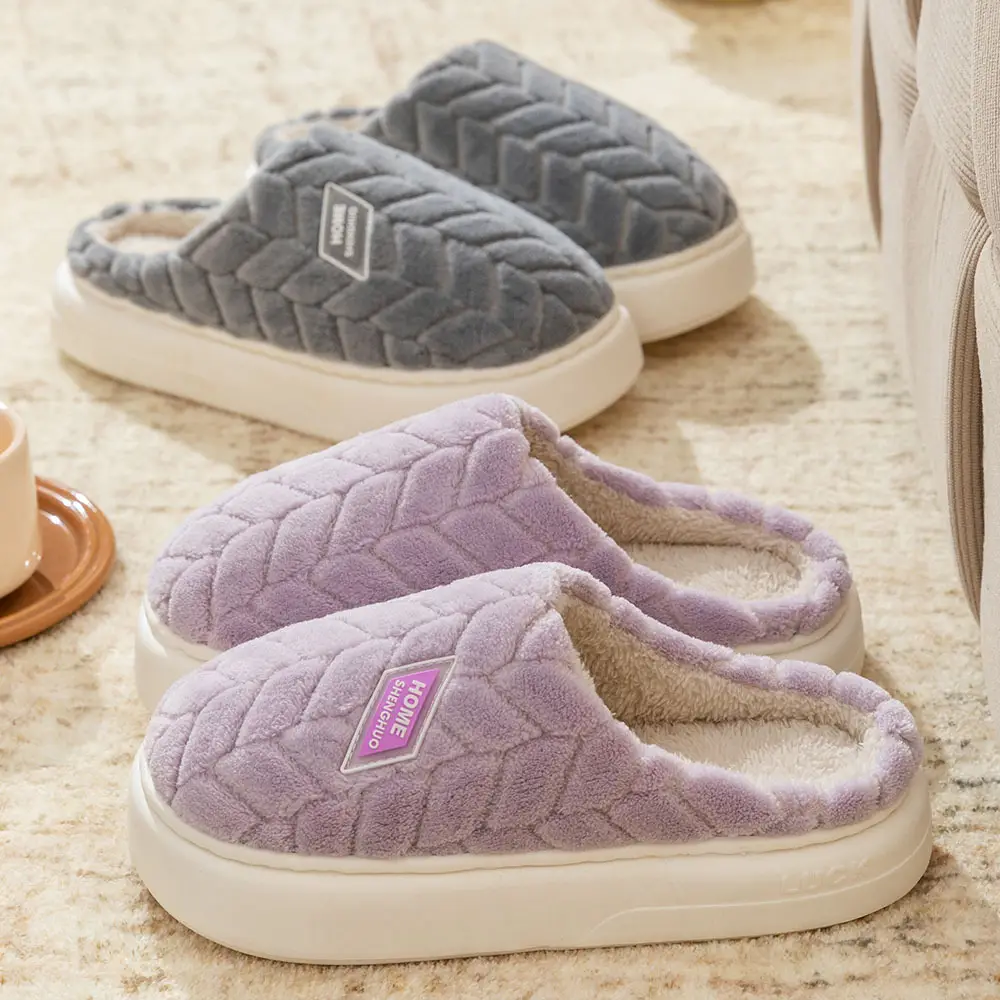Winter Plush Cotton Slippers for Women, Soft and Fluffy, Suitable for Indoor and Outdoor Use, Thickened and Warm, Cotton Shoes for Men and Students, Wholesale - Image 8