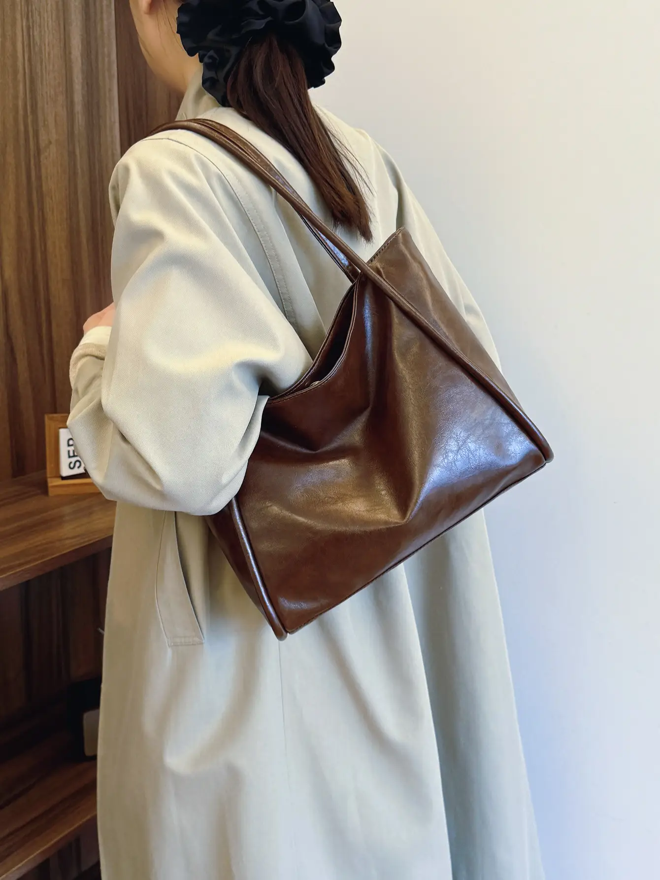Brown Leather Tote Bag for Women 2024 New - Image 5