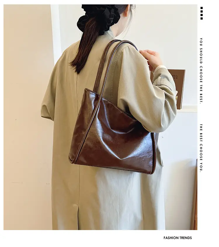 Brown Leather Tote Bag for Women 2024 New β feature 1