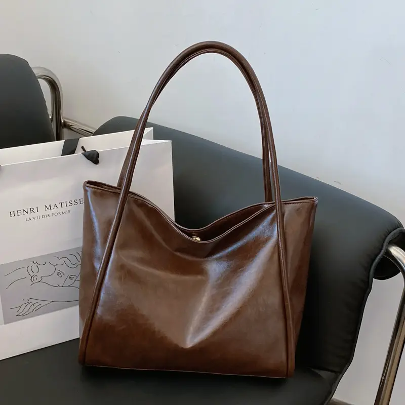 Brown Leather Tote Bag for Women 2024 New - Image 2