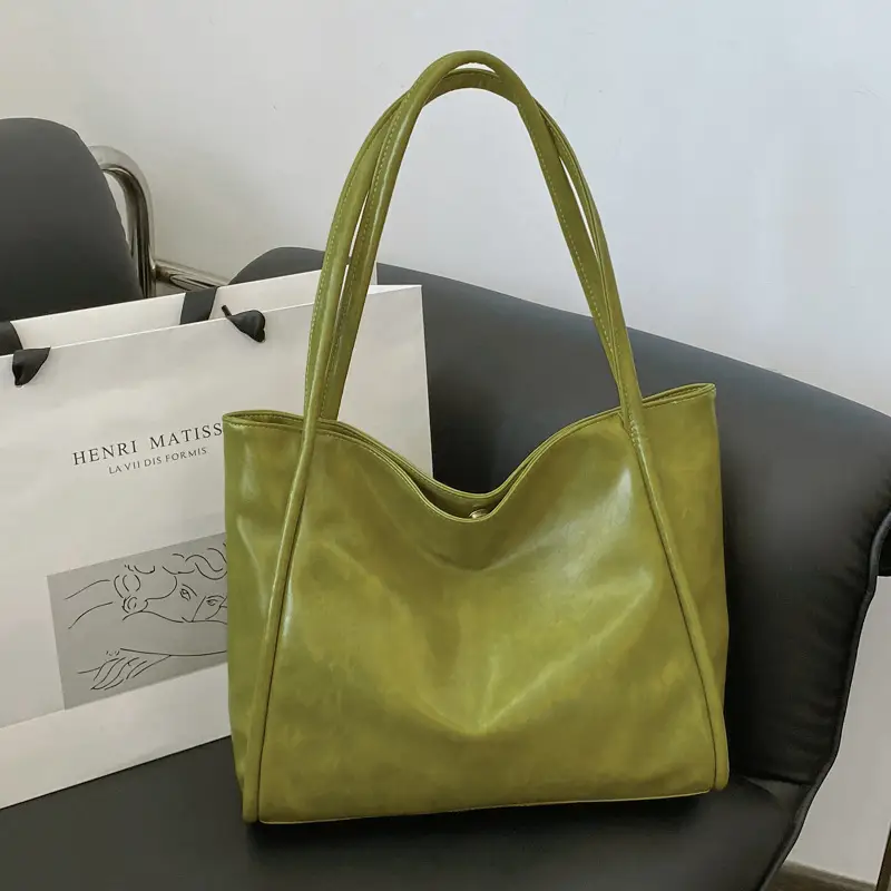 Brown Leather Tote Bag for Women 2024 New - Image 3