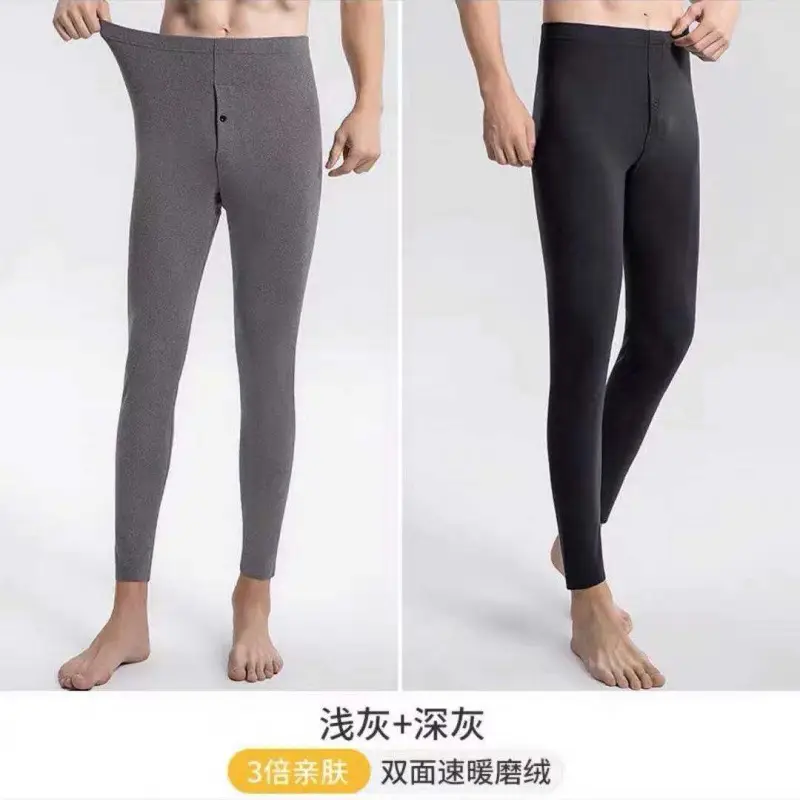 A generation of double-sided velvet self-heating men's seamless warm pants fleece-lined constant temperature autumn and winter leggings