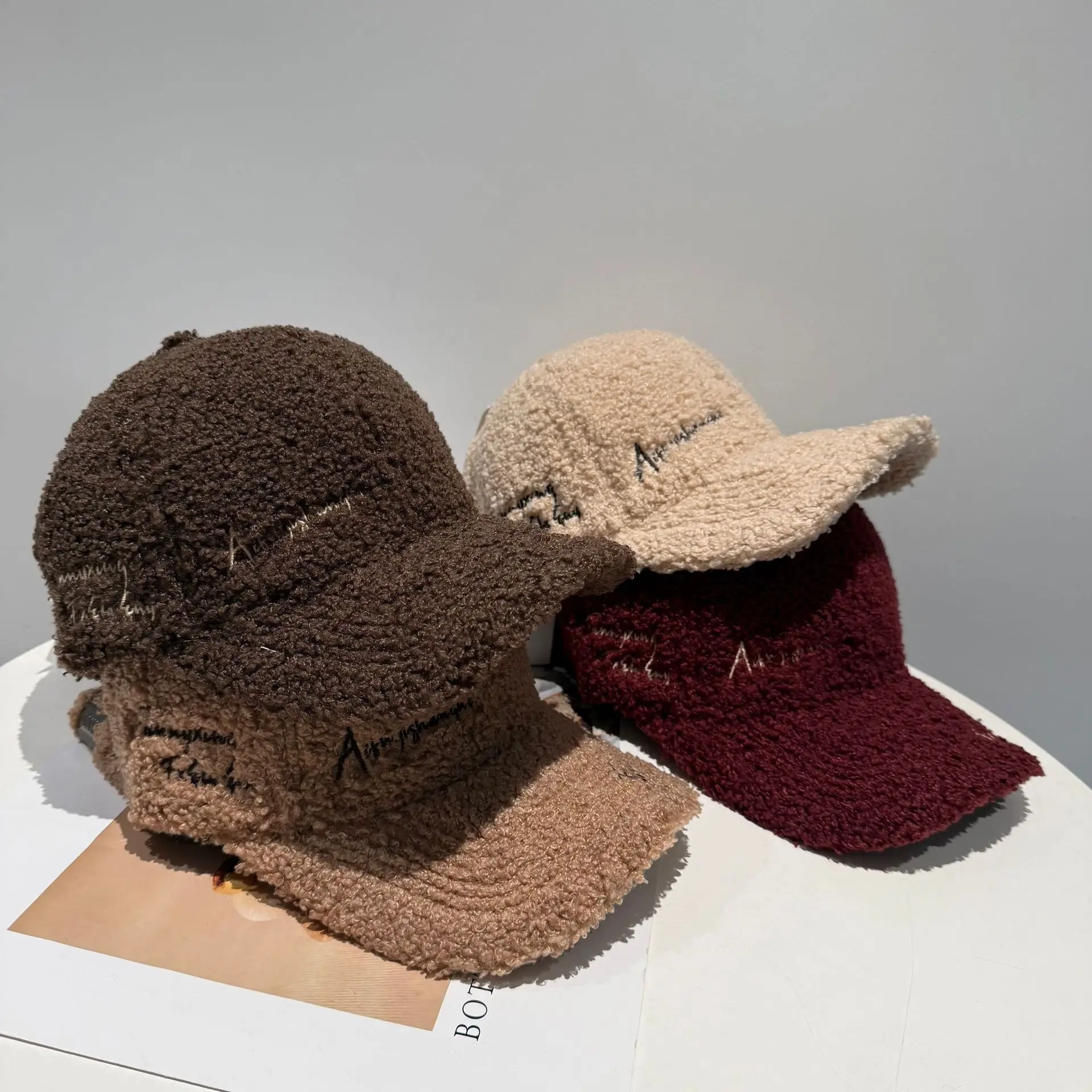 Black Plush Women's Winter Cap Wide Bristle