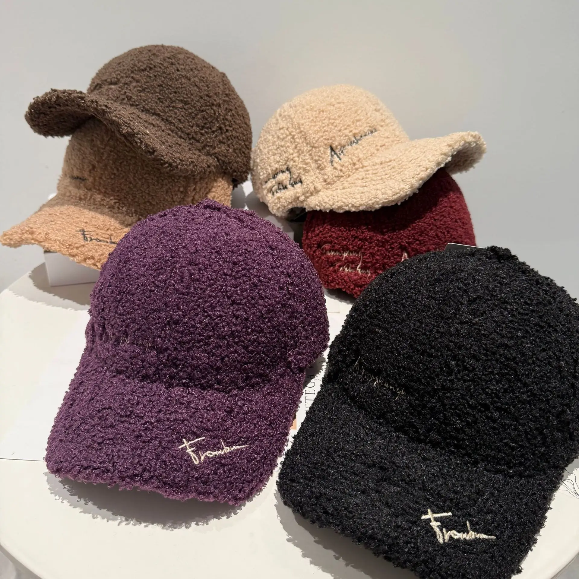 Black Plush Women's Winter Cap Wide Bristle