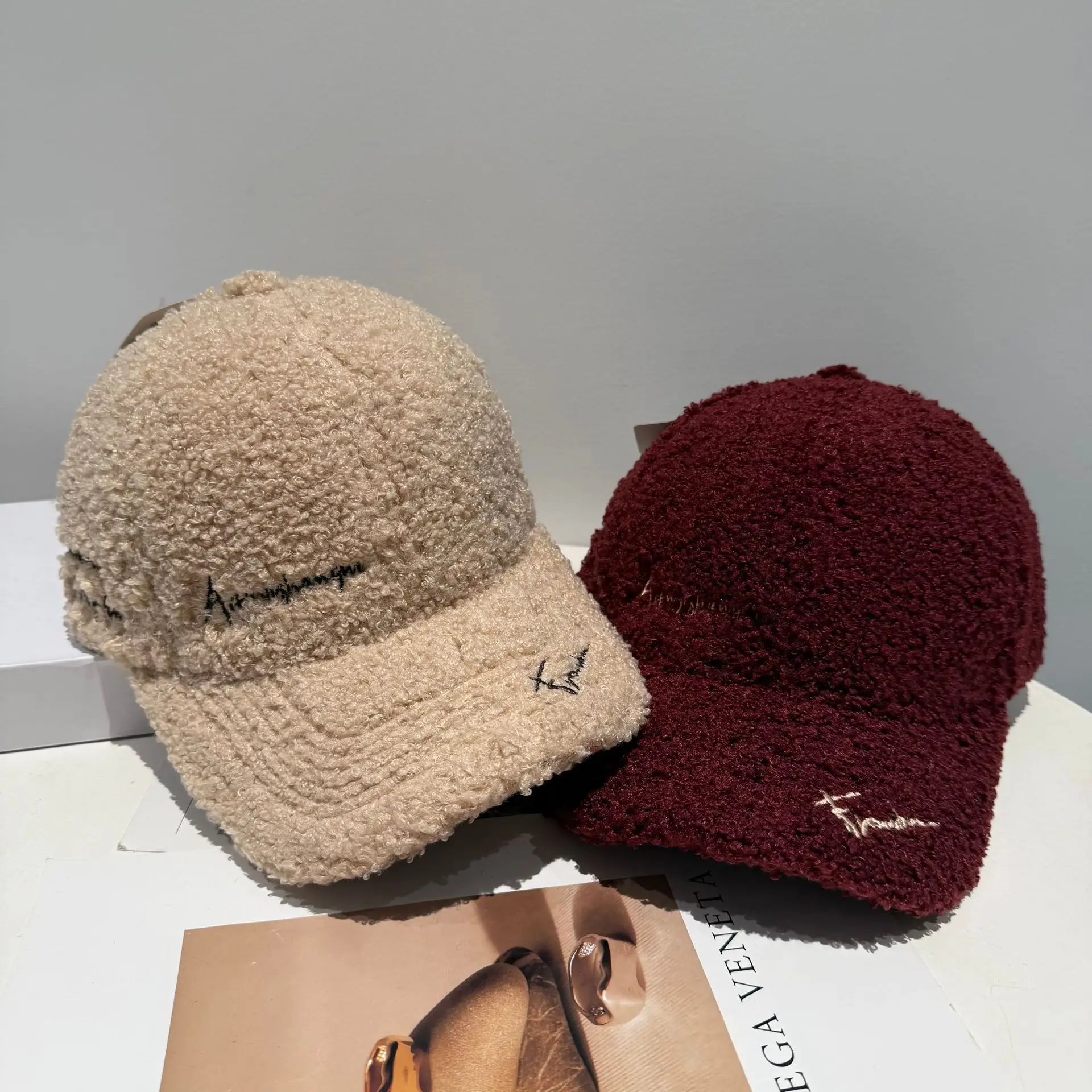Black Plush Women's Winter Cap Wide Bristle