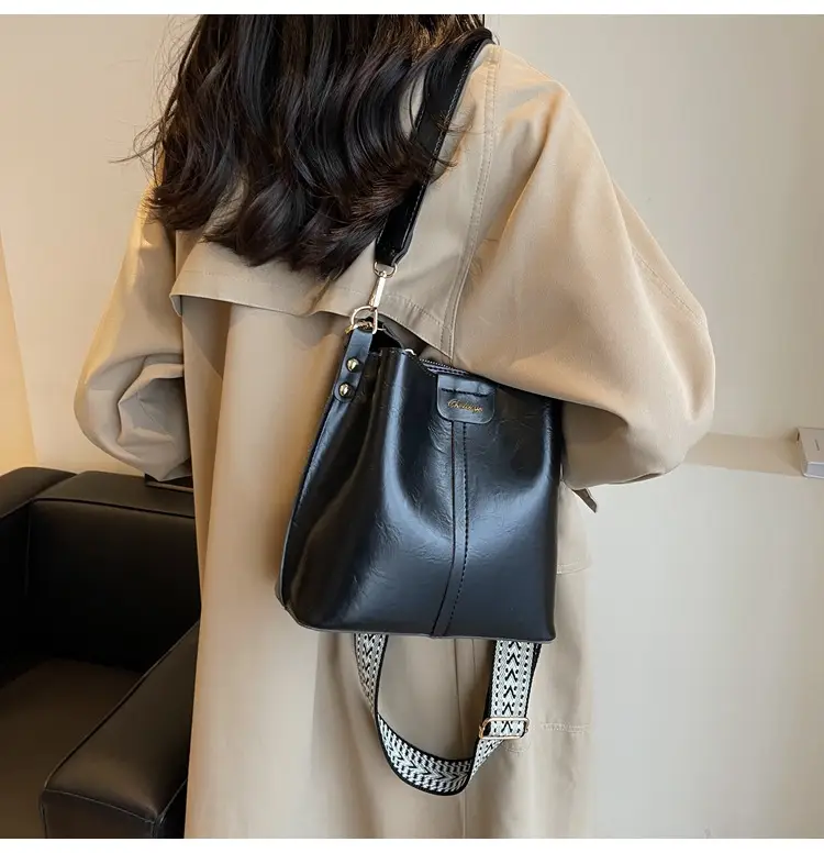 Women's Vintage Brown Leather Bucket Bag Shoulder Messenger — feature 12