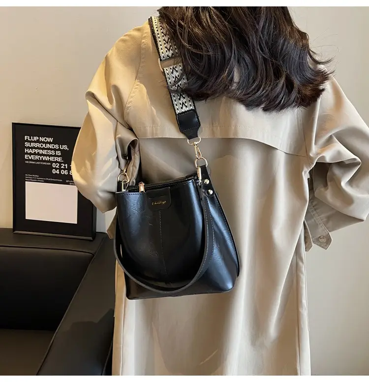 Women's Vintage Brown Leather Bucket Bag Shoulder Messenger — feature 13