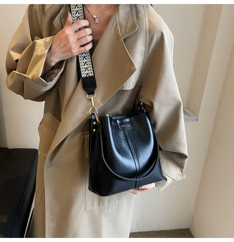 Women's Vintage Brown Leather Bucket Bag Shoulder Messenger — feature 14