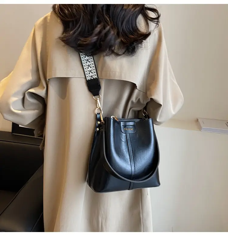 Women's Vintage Brown Leather Bucket Bag Shoulder Messenger — feature 15