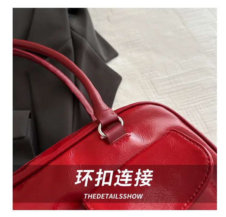 Women Retro Double Pocket Shoulder Bag Brown 2024 — feature 6