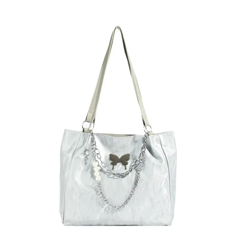 Commuting Bag for Women, Large Capacity, 2026 New Spring and Summer Silver Women's Tote Bag, College Student Class Shoulder Bag - Image 13