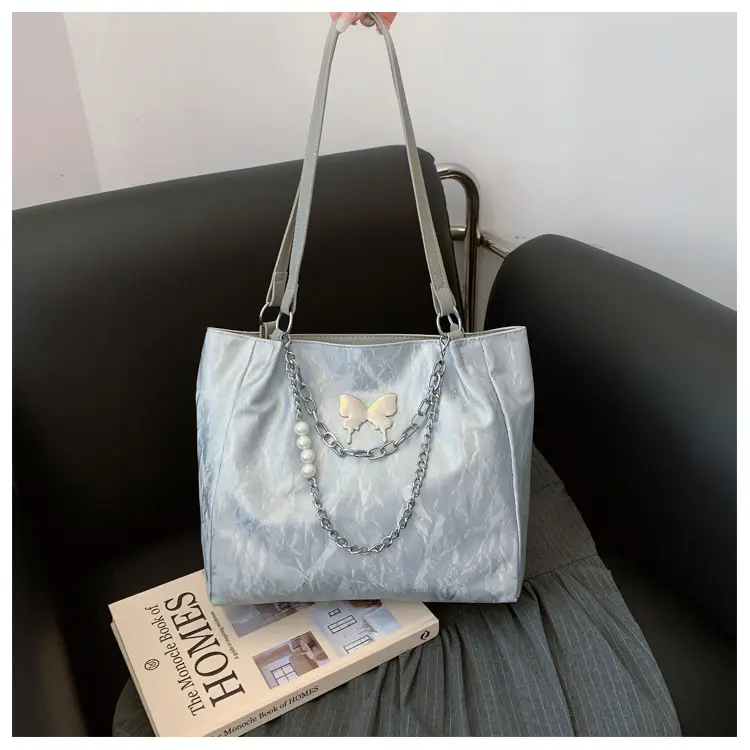 Commuting Bag for Women, Large Capacity, 2026 New Spring and Summer Silver Women's Tote Bag, College Student Class Shoulder Bag — feature 23