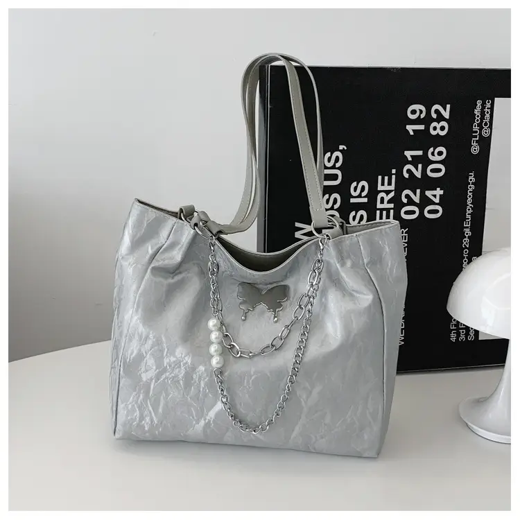 Commuting Bag for Women, Large Capacity, 2026 New Spring and Summer Silver Women's Tote Bag, College Student Class Shoulder Bag — feature 33