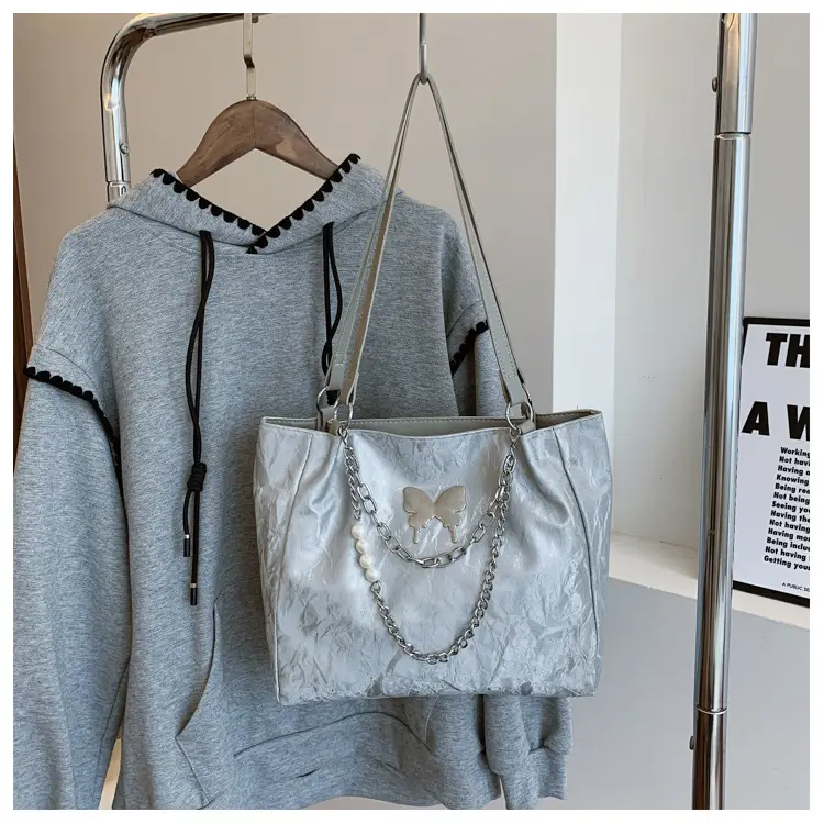 Commuting Bag for Women, Large Capacity, 2026 New Spring and Summer Silver Women's Tote Bag, College Student Class Shoulder Bag — feature 36
