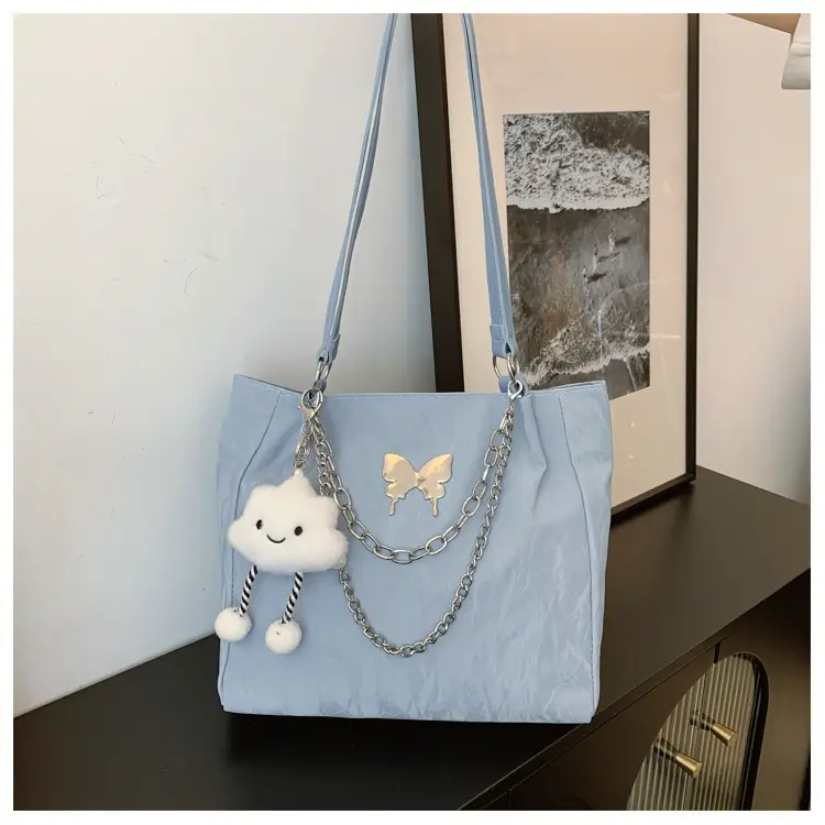 Commuting Bag for Women, Large Capacity, 2026 New Spring and Summer Silver Women's Tote Bag, College Student Class Shoulder Bag - Image 7