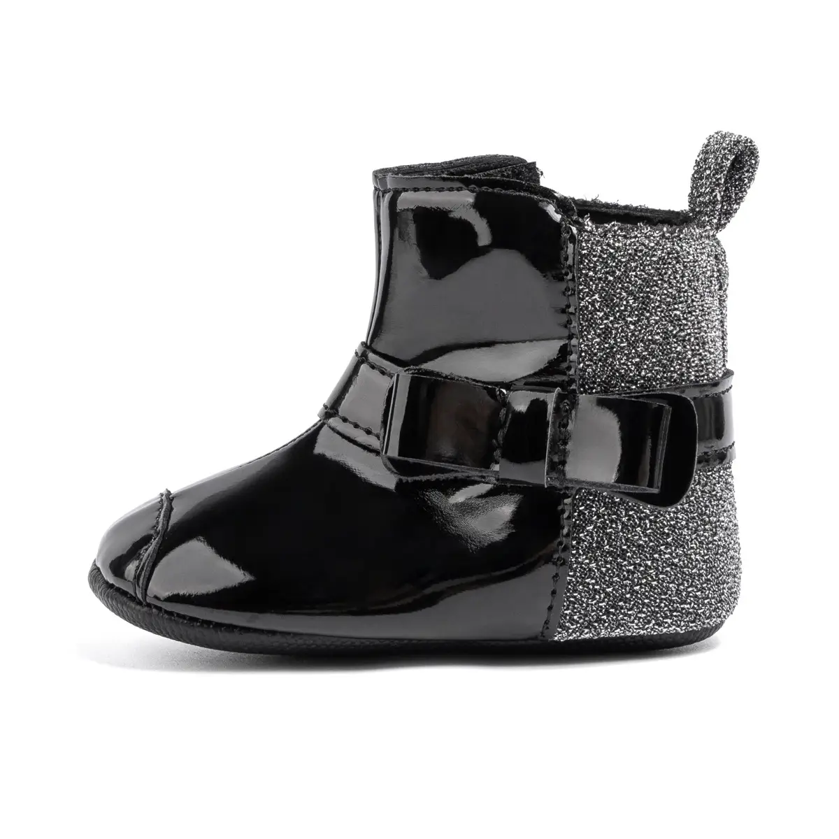 2024 Winter Baby Boots Black Red Bow Hook Loop — feature 14