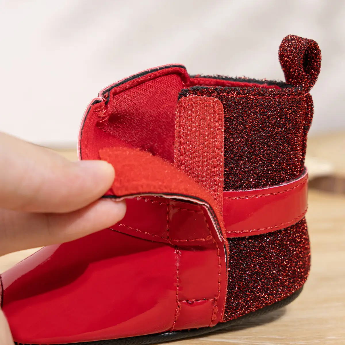 2024 Winter Baby Boots Black Red Bow Hook Loop — feature 20