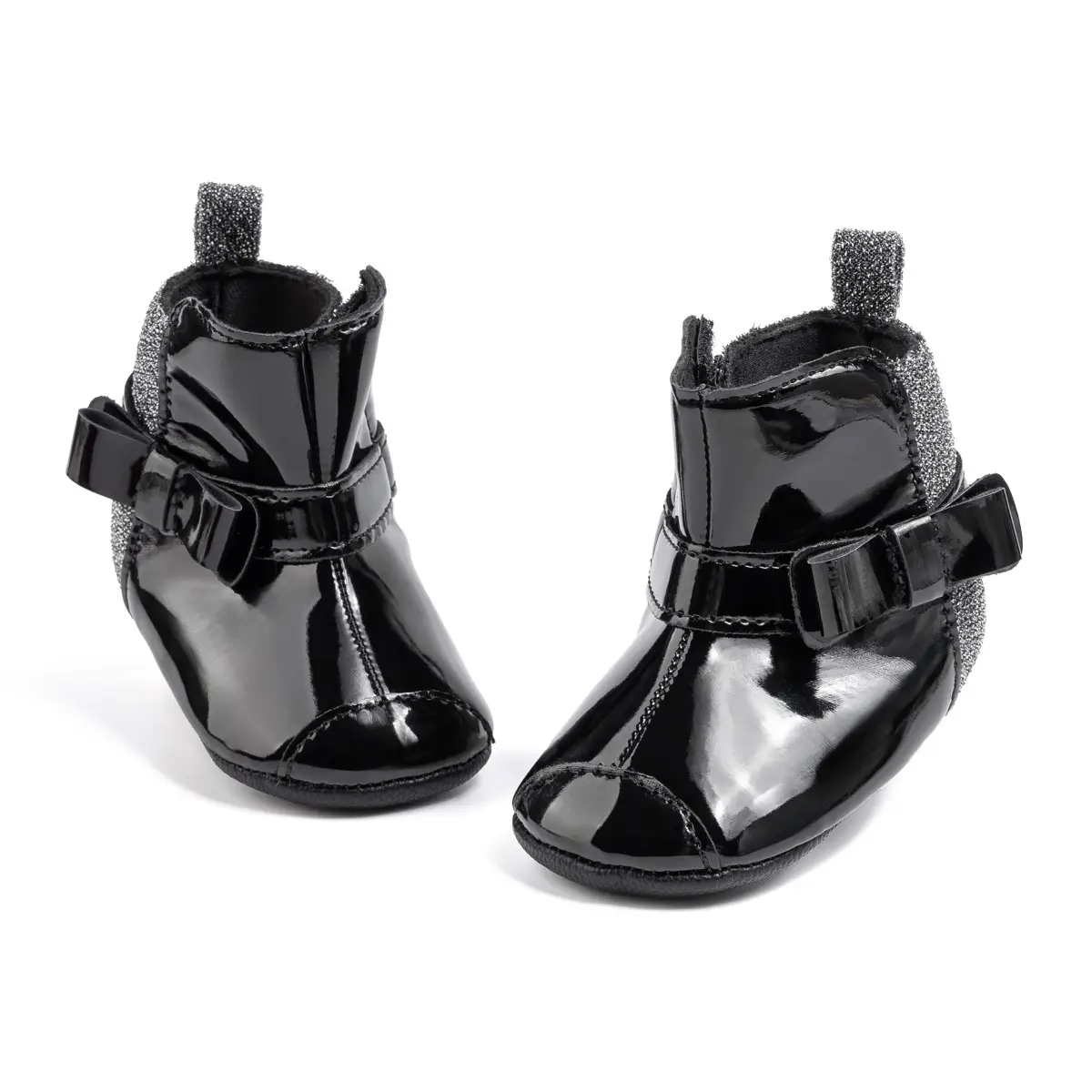 2024 Winter Baby Boots Black Red Bow Hook Loop