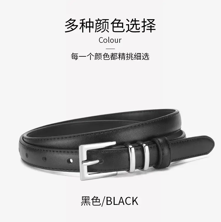 Women Genuine Leather Belt with Silver Buckle Brown Black — feature 20