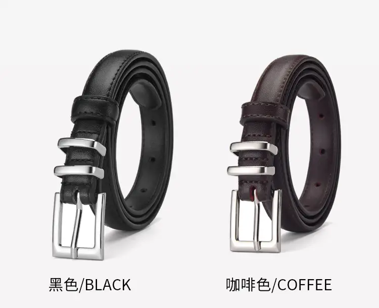Women Genuine Leather Belt with Silver Buckle Brown Black — feature 22