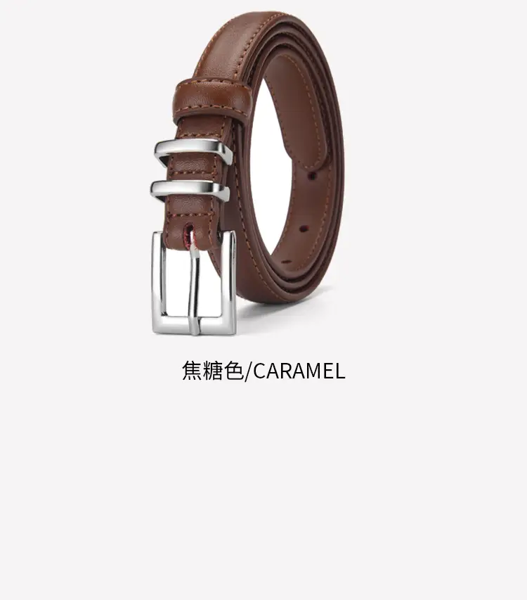 Women Genuine Leather Belt with Silver Buckle Brown Black — feature 23