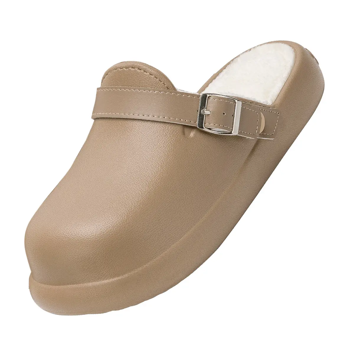 Women Waterproof Slip-On Birkenstock Shoes Beige Fleece Lined - Image 6