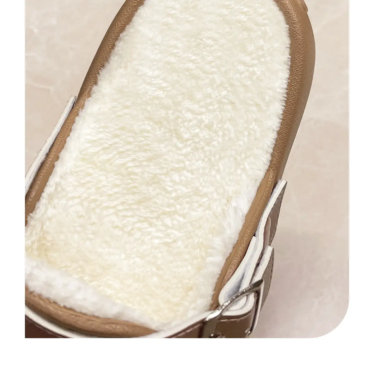 Women Waterproof Slip-On Birkenstock Shoes Beige Fleece Lined — feature 10