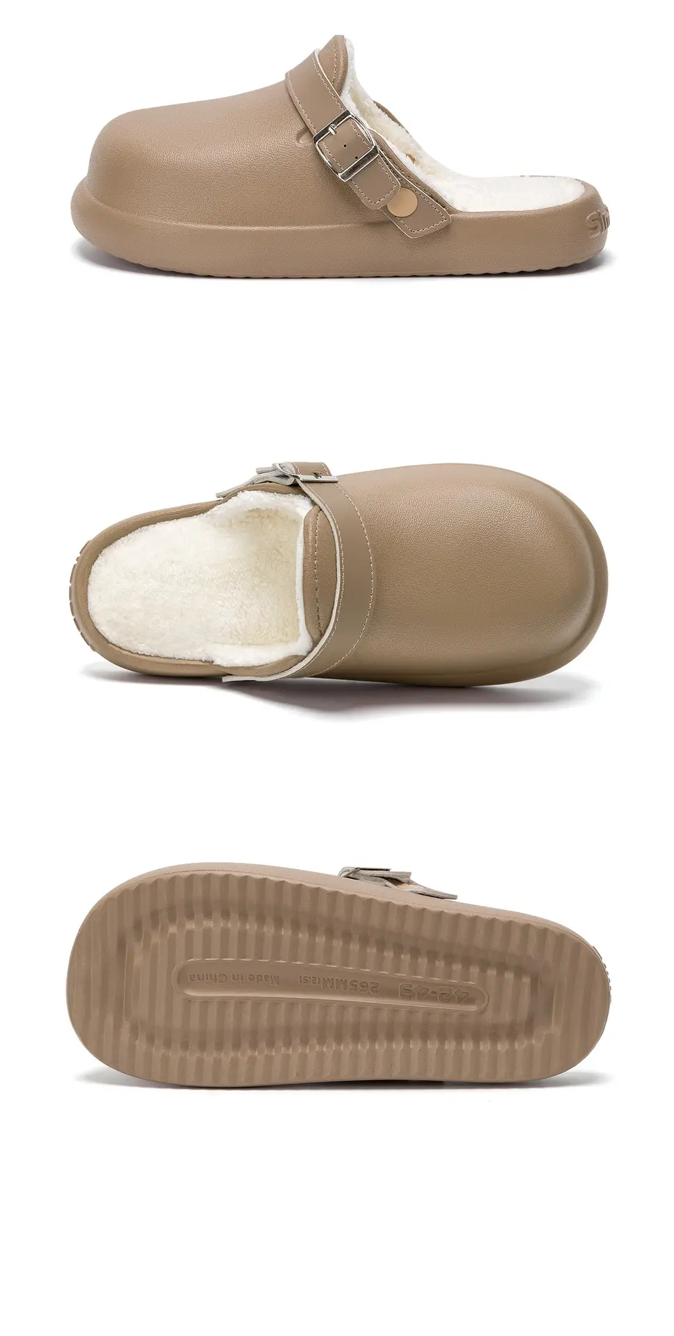 Women Waterproof Slip-On Birkenstock Shoes Beige Fleece Lined — feature 20