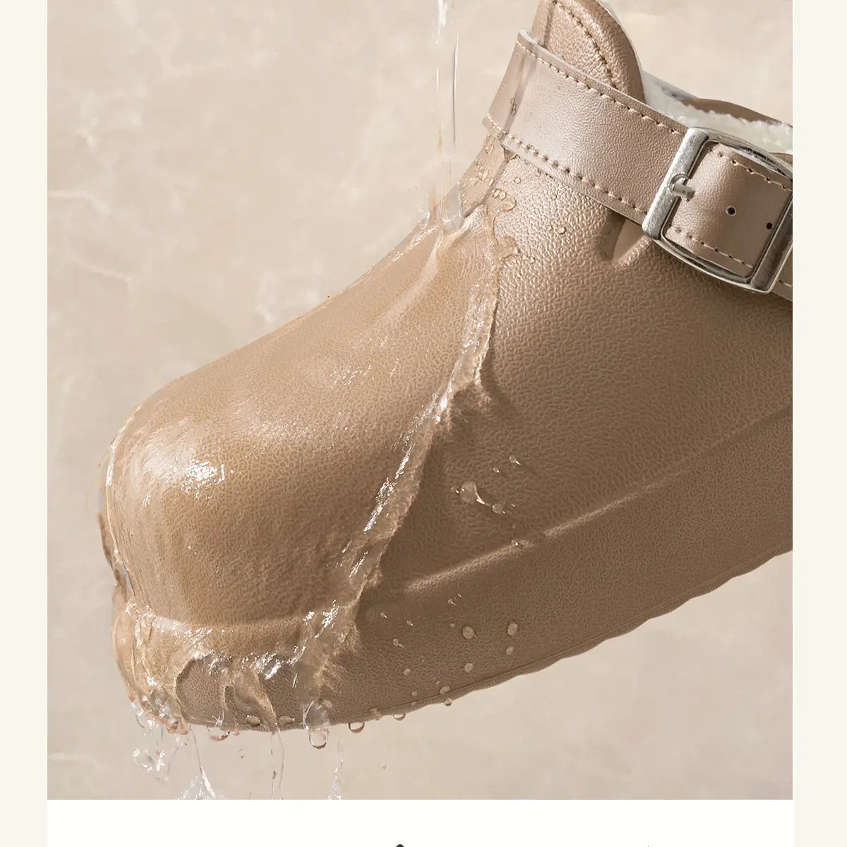Women Waterproof Slip-On Birkenstock Shoes Beige Fleece Lined — feature 8