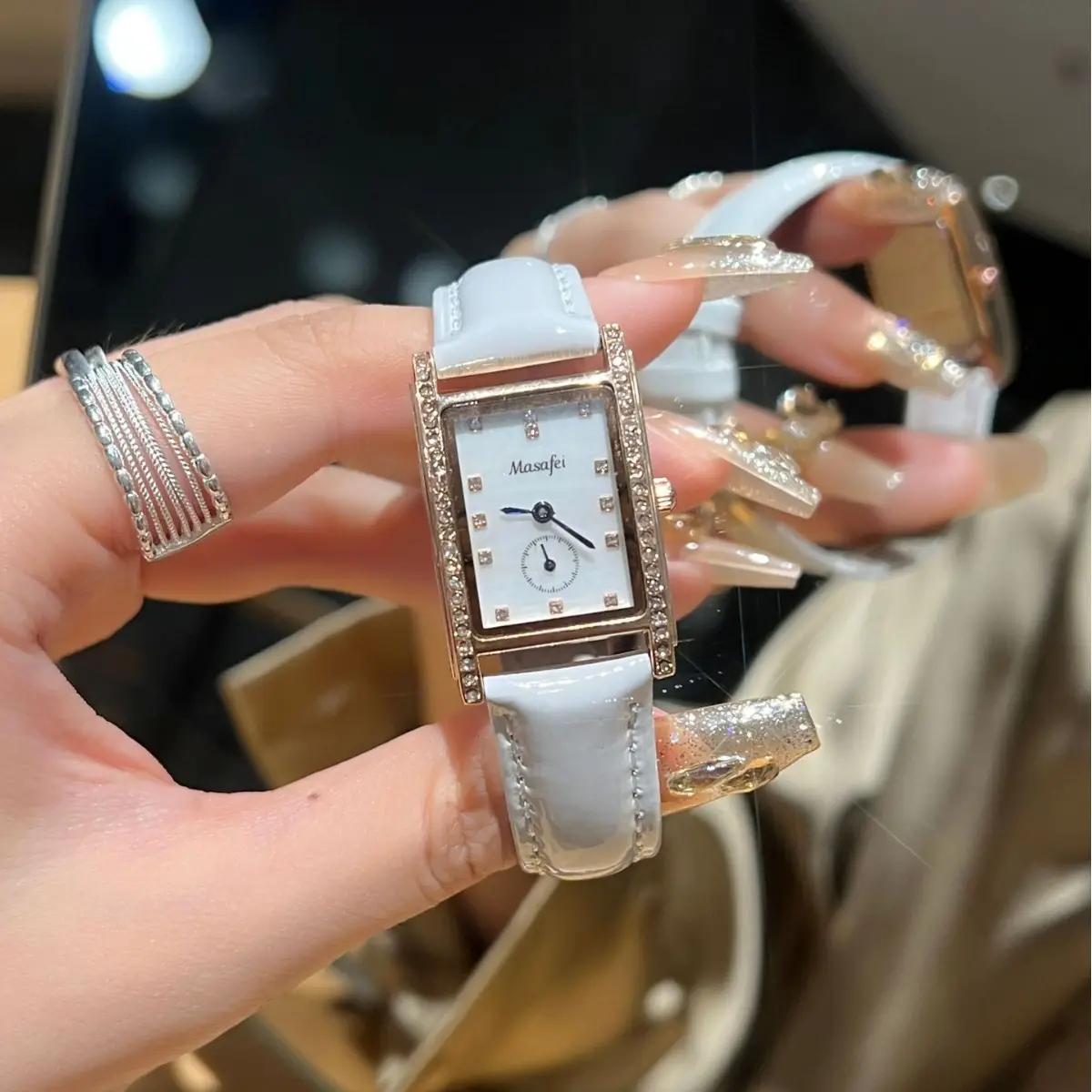 Women's Square Watch Diamond Dai Zhuo Ring - Image 5
