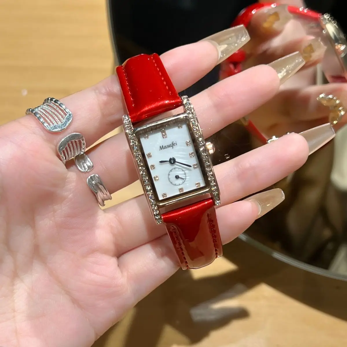 Women's Square Watch Diamond Dai Zhuo Ring - Image 7