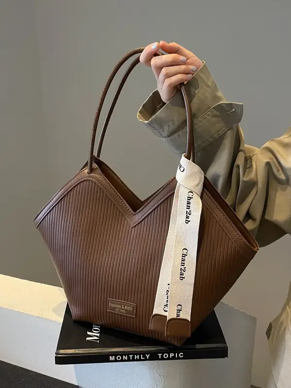 Women's Brown Underarm Bag Large Capacity 2024 - Image 5
