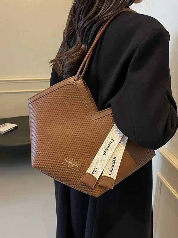 Women's Brown Underarm Bag Large Capacity 2024 - Image 8