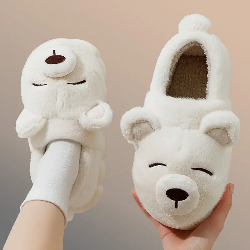 Cute Bear Autumn and Winter Moon Shoes All-inclusive with Cotton Slippers Women's Outer Wear Thick-soled Cartoon Couple's Outer Wear Cotton Shoes Men