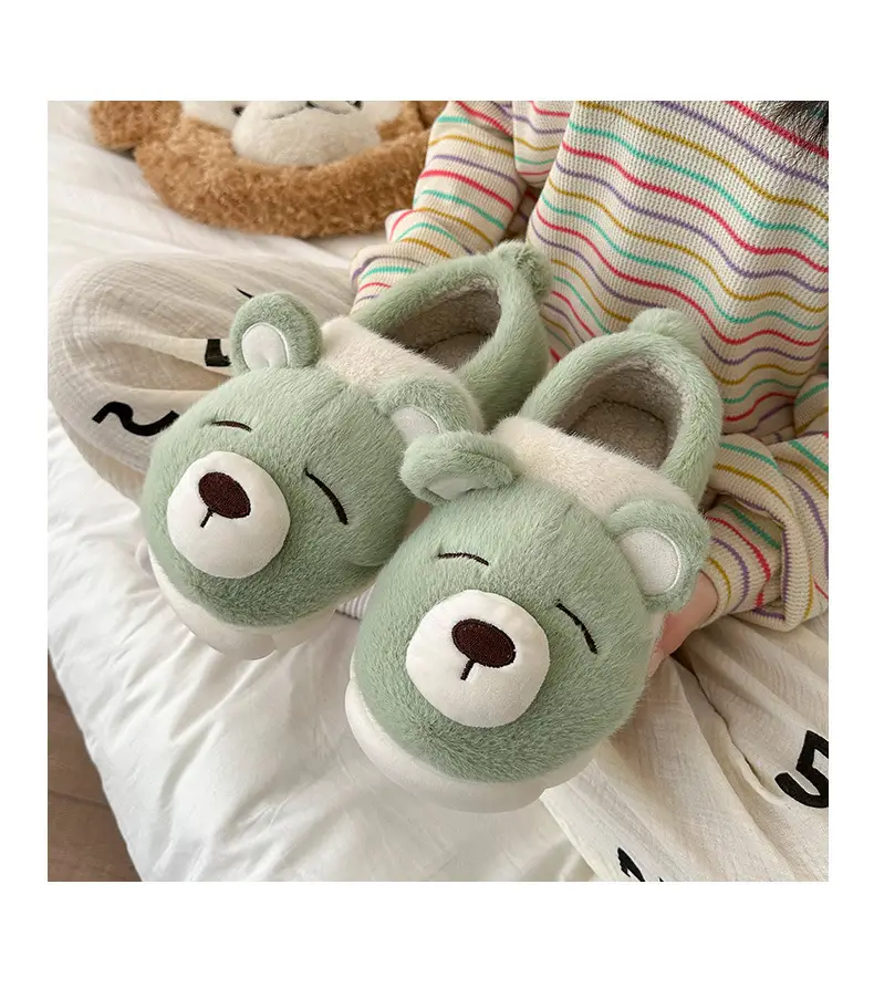 Cute Bear Autumn and Winter Moon Shoes All-inclusive with Cotton Slippers Women's Outer Wear Thick-soled Cartoon Couple's Outer Wear Cotton Shoes Men — feature 10