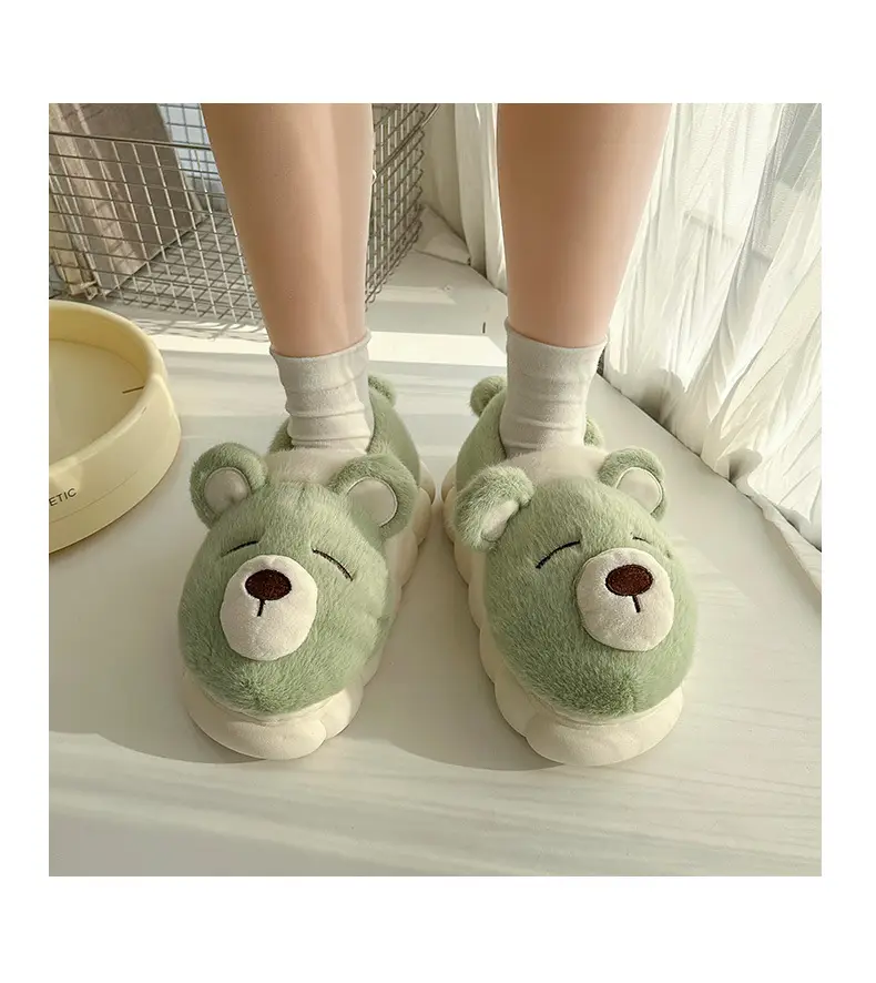 Cute Bear Autumn and Winter Moon Shoes All-inclusive with Cotton Slippers Women's Outer Wear Thick-soled Cartoon Couple's Outer Wear Cotton Shoes Men — feature 13