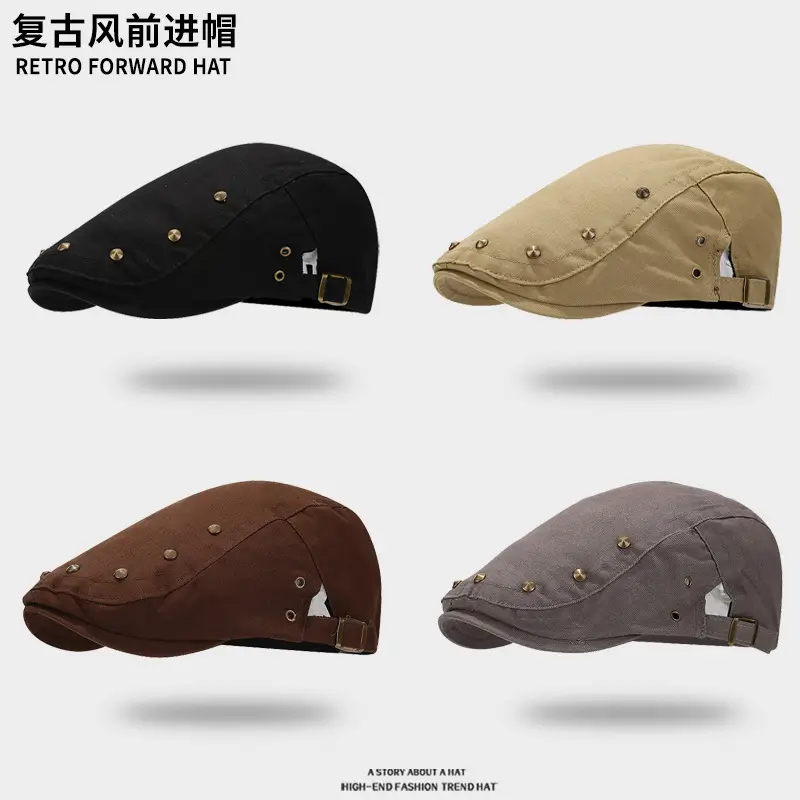 Navy Blue Retro Studded Baseball Cap for Men Women - Image 8