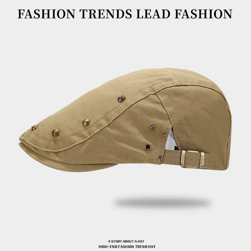 Navy Blue Retro Studded Baseball Cap for Men Women - Image 9