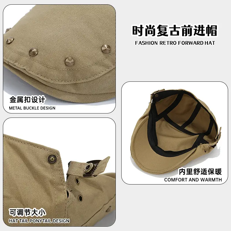 Navy Blue Retro Studded Baseball Cap for Men Women - Image 10
