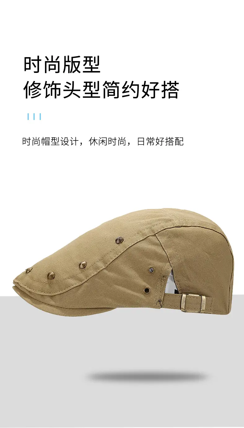 Navy Blue Retro Studded Baseball Cap for Men Women — feature 3