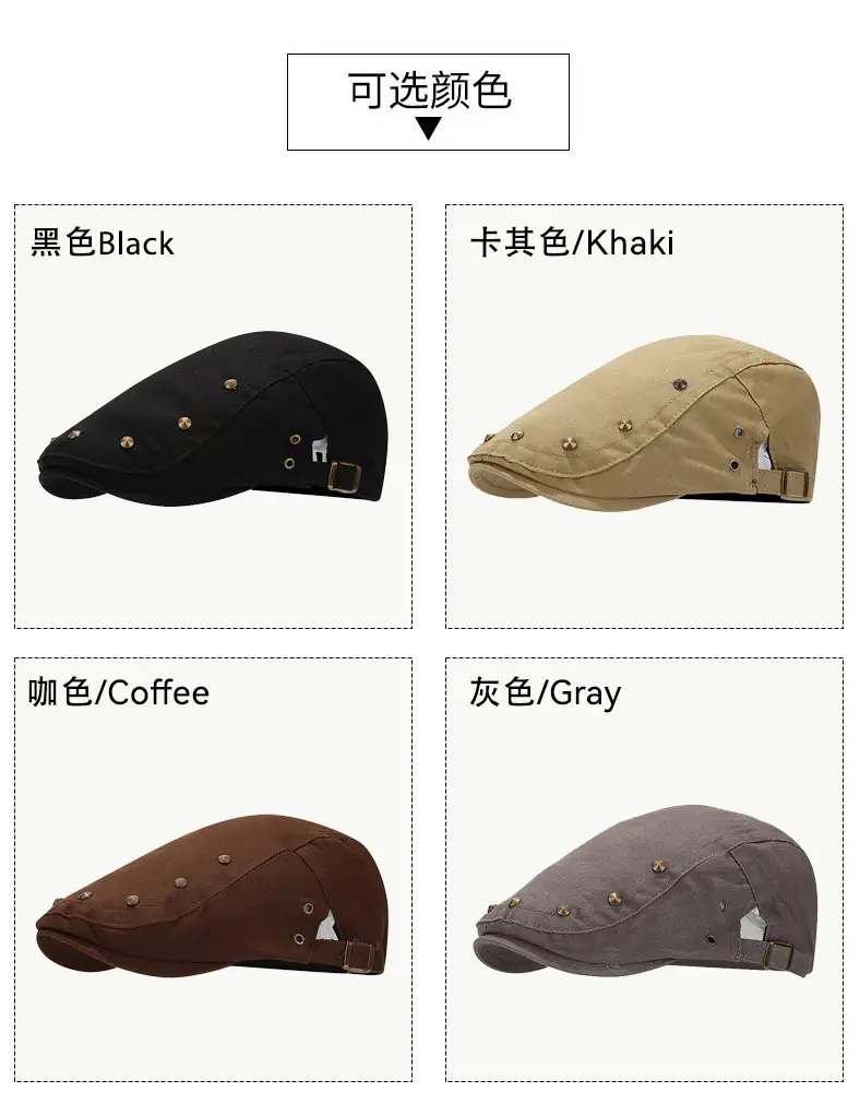 Navy Blue Retro Studded Baseball Cap for Men Women — feature 5