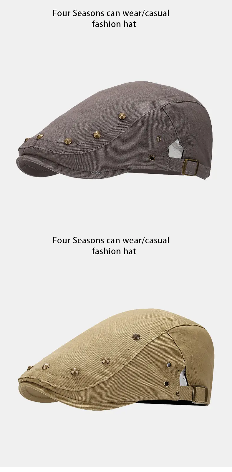 Navy Blue Retro Studded Baseball Cap for Men Women — feature 7