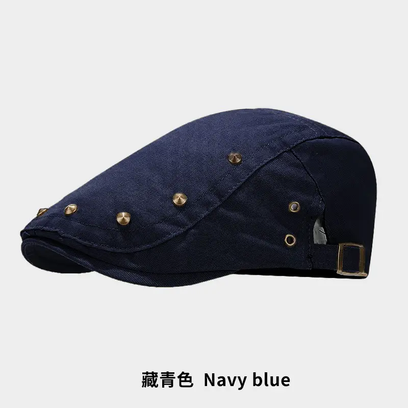 Navy Blue Retro Studded Baseball Cap for Men Women - Image 5
