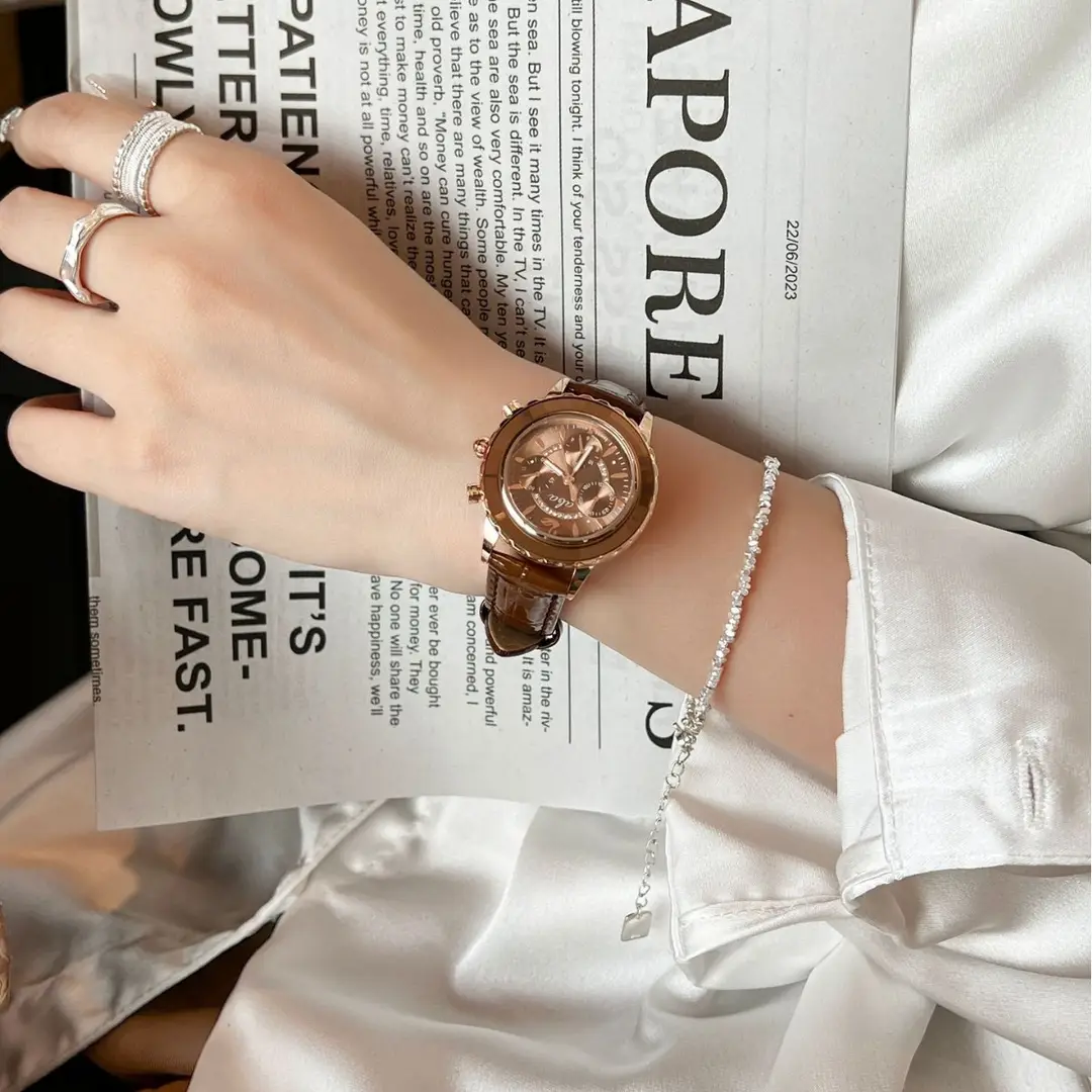 Time beauty ladies temperament fashion Joker quartz watch trend green element leather watch wholesale manufacturers - Image 5