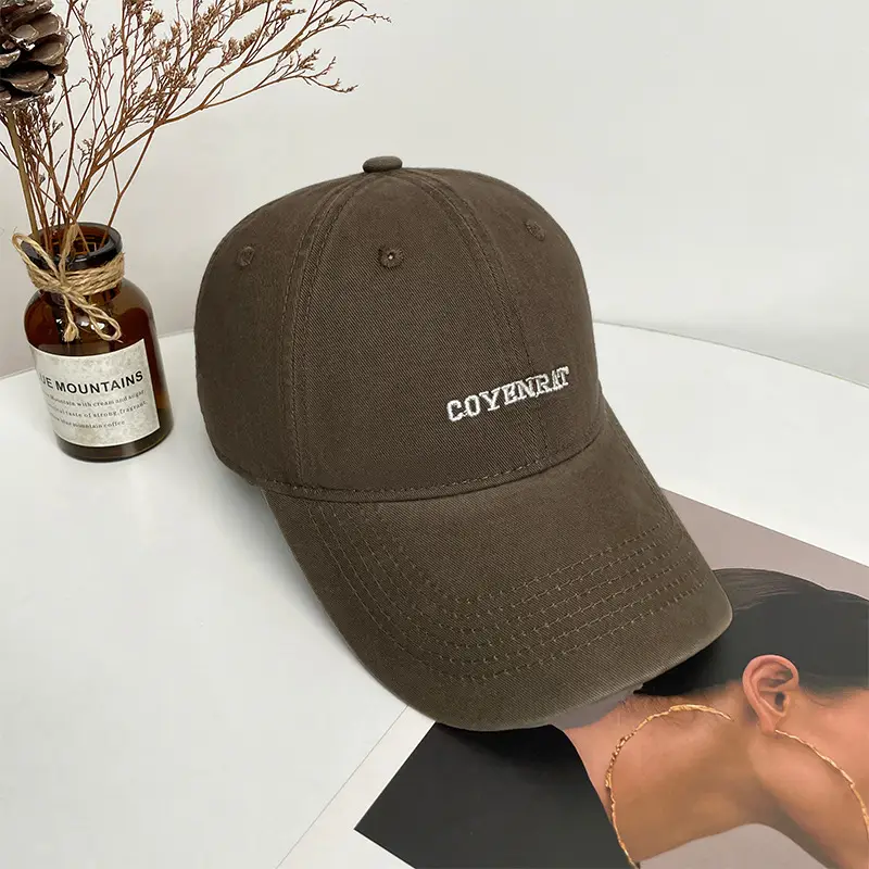 Beige Embroidered Baseball Cap for Women & Men